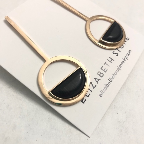 Elizabeth Stone Moongazer Drop Earrings Gold - New - Picture 3 of 4